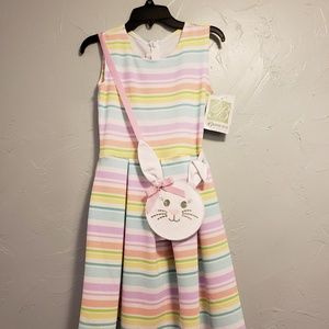 Bonnie Jean Pastel Striped Dress, Girls 12 (NWT)